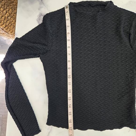 NA-KD Womens Structure Knit High Neck Cropped Top XXS Black Long Sleeve Stretch - Picture 10 of 12